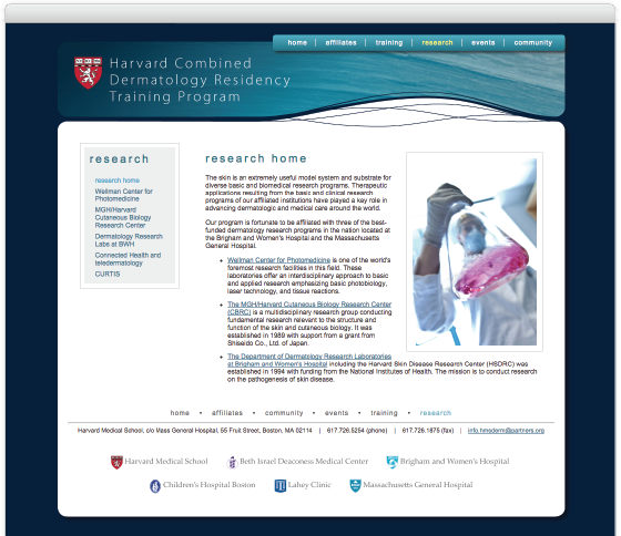 Harvard Combined Dermatology Residency Training Program, research